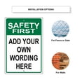 thumbnail image 3 of Safety First Add Your Own Wording Here Novelty Display Outdoor Indoor Unique Aluminum Metal Sign 8"x12", 3 of 5