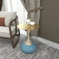 thumbnail image 2 of LeisureMod Wide Side Table with Gold Stainless Steel Top Round Accent Table and Pedestal Base Modern End Table for Home, Living Room Savoy Series in Blue, 2 of 11