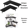 thumbnail image 3 of Set of 2 Corner Floating Shelves Wall-Mounted Rustic Wood Shelf for Storage & Decor for Livingroom Kitchen Bathroom Bedroom Laundry Room, 17 Inch Black, 3 of 8