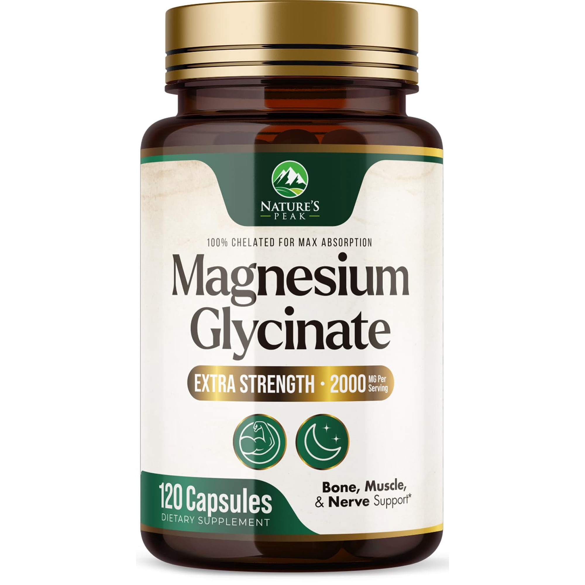 Magnesium Glycinate 2000mg Per Serving - Chelated Magnesium Supplement for High Absorption Supplement - Muscle, Bone & Heart Health Support - Easy on Stomach Non-GMO Vegan, USA Bottled - 120 Capsules