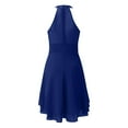 thumbnail image 4 of Jzuxvd Women's Sleeveless Halter A Line Pleated Plus Size High Low Wedding Guest Elegant Dresses Dark Blue XL, 4 of 5