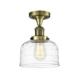thumbnail image 3 of Innovations Lighting  Bell - 1 Light 8" Semi-Flush Mount Clear Deco Swirl/Brushed Satin Nickel, 3 of 5
