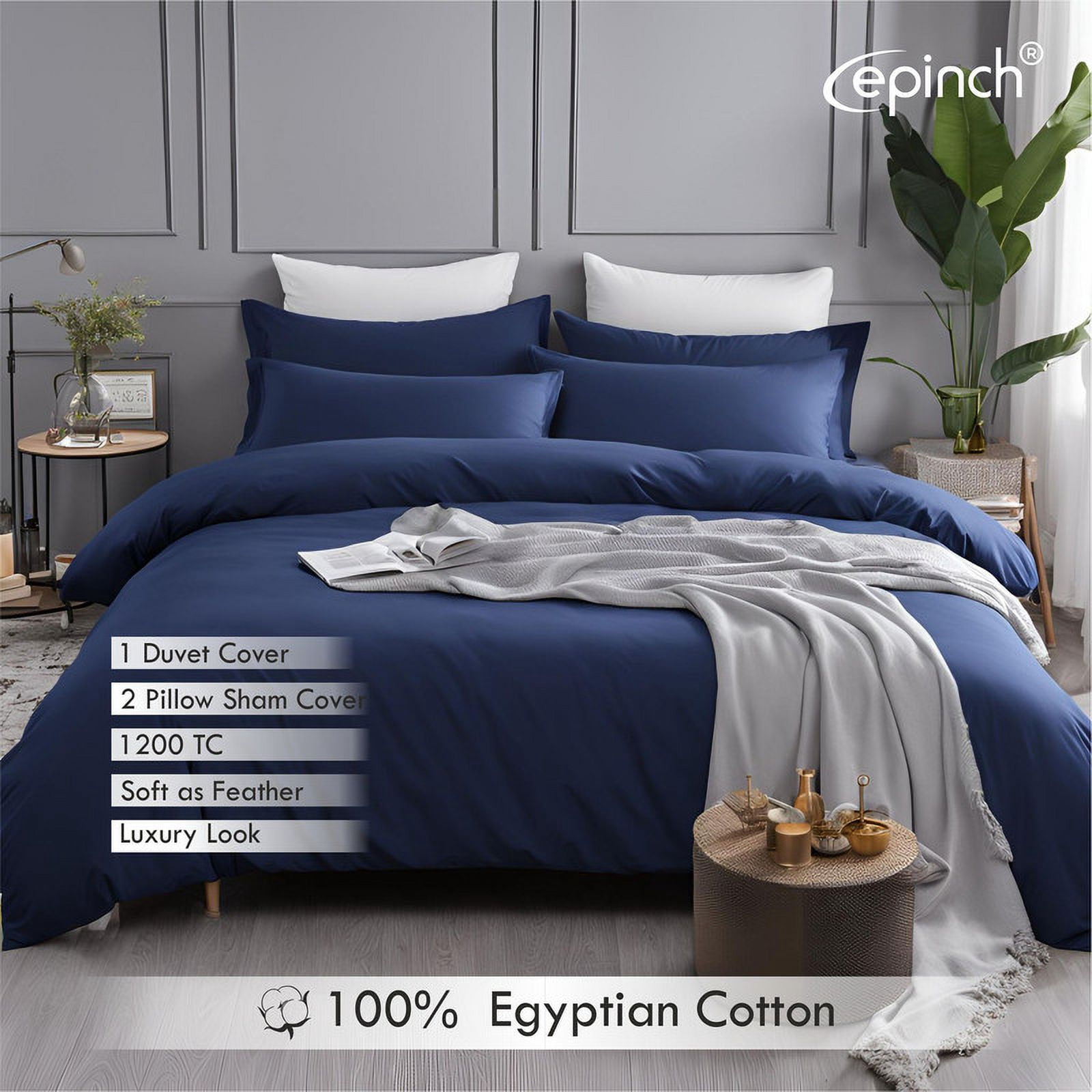Duvet Cover Set 1200TC 100% Cotton 3-Piece, Duvet Cover ,Sham Zip & Tie Closure Pack of 1&nbsp;(Olympic Queen_90 X 98 Inch)