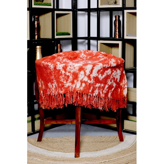 Boho Throw Blanket Tye Died Red Bedspread Cover Soft Warm Blanket