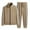 Khaki, variant on Mens Outfits 2 Piece Men's Sportswear Two Piece Zippered Casual Solid Color Shirt And Pants Set Sports Jogging Suit Mens Suede Suit Velour Track Men Separates Classic Fit Homecoming Suits fo Brown XL
