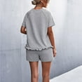 thumbnail image 5 of Womens Summer 2 Piece Outfits Casual Solid Crewneck Short Sleeve Tops and Drawstring Shorts Lounge Sets Tracksuits Ladies Clothes, 5 of 5