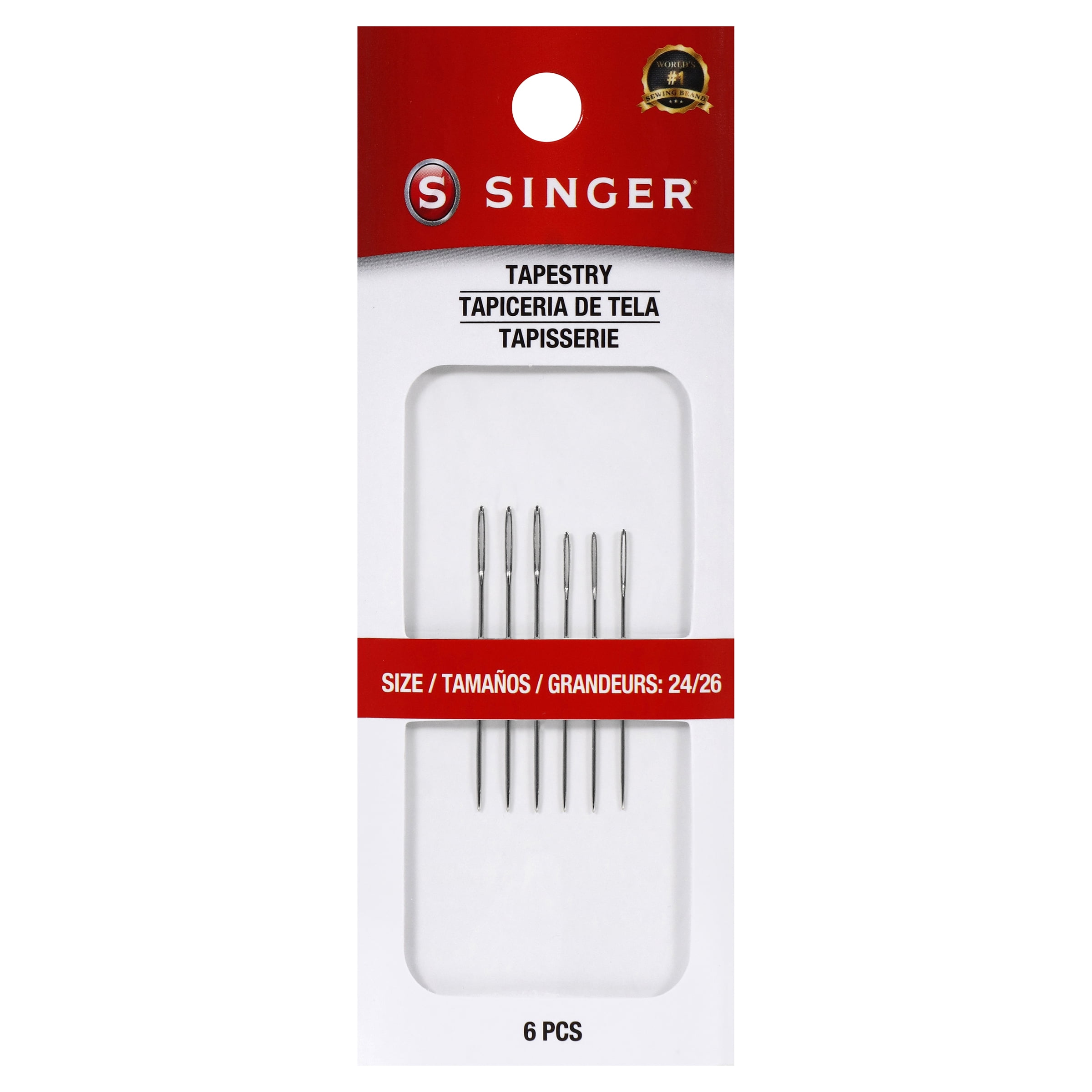 (4 pack) SINGER Tapestry Steel Hand-Sewing Needles, Sizes 24/26, 6 Pieces