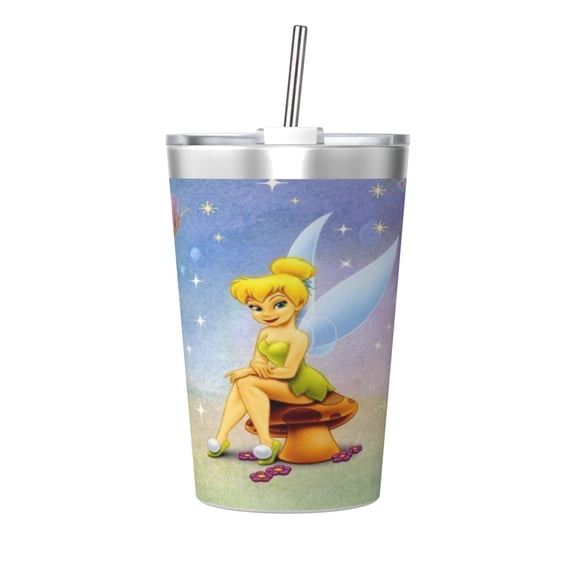 12oz Tinker Bel Stainless Steel Insulated Tumbler Cups with Conical Straw