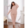thumbnail image 3 of MINTREUS Women's Plus Pajama Set Warm Fleece Lounge Set Long Sleeve Sleepwear Ladies Ultrasoft Pjs, 3 of 7