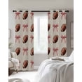 thumbnail image 4 of Pink Bow Football Blackout Curtains for Bedroom Living Room Darkening Curtains 63 Inches Long Modern Game Balls Retro Burlap Window Curtain 2 Panels Set Window Treatment Grommet Drapes 42"x63", 4 of 9