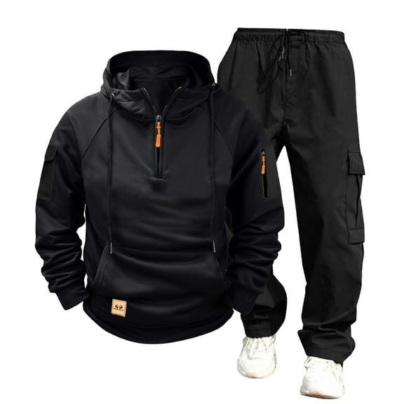 fheaev Sweatsuit for Men 2 Piece Outfits Hoodie And Joggers Tracksuit Casual Solid Color Drawstring Sweatpants with Pockets Long Sleeve Zipper Hooded Sweatshirt Sets
