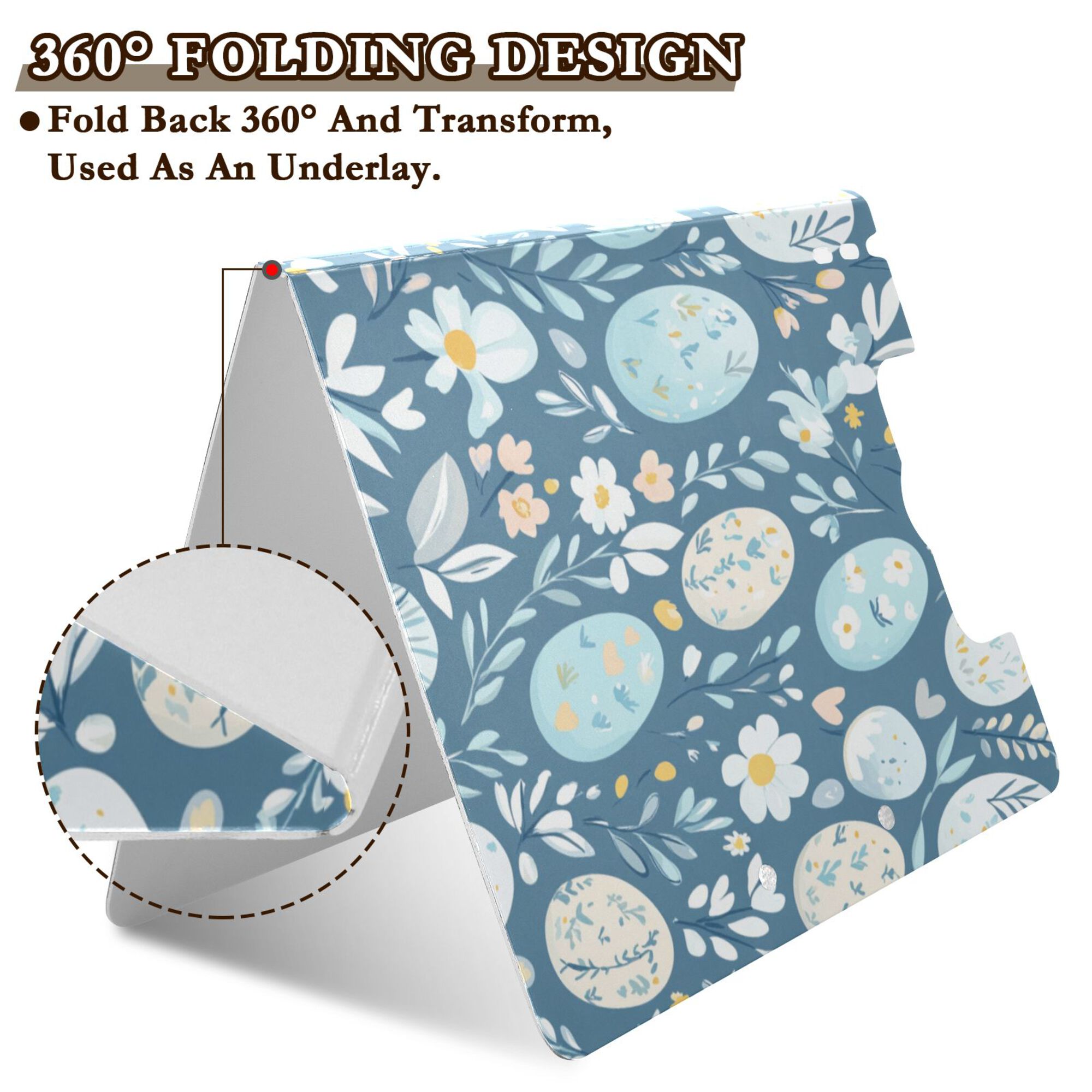 FORMRS A4 Clipboard Folder with Pen Holder Horizontal Foldable School Office Binder, Easter Eggs