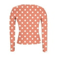 thumbnail image 3 of Fmbrln Womens Fashion Polka Print Tops Crew Neck Long Sleeve Shirts Casual Slim Tight Blouse, 3 of 6