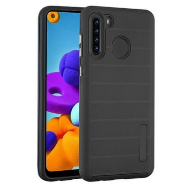 Samsung Galaxy A21 Case Drop-Protection Hard PC   Soft TPU Hybrid Impact Heavy Duty Dual Layers Body Protective Textured Anti Slip Armor Rubber Rugged Cover BLACK Case for Samsung Galaxy A21 (2020)