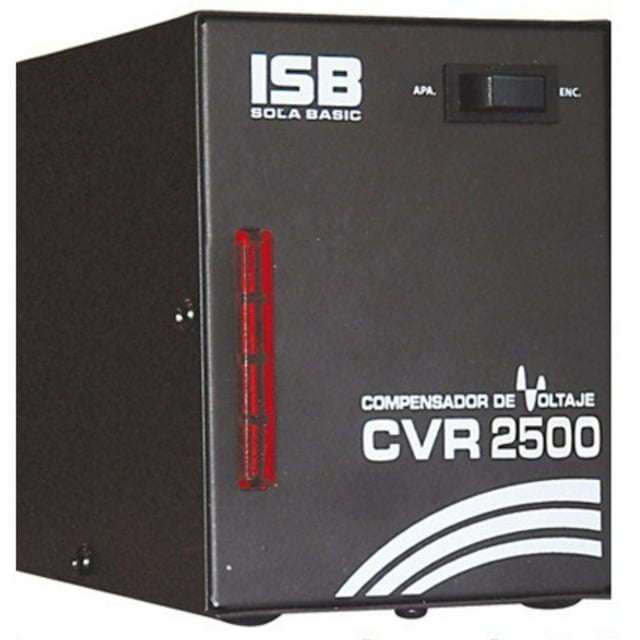 Regulador CVR-2500 ISB Sola Basic Corrector Voltaje Electrodomésticos 1500W ISB SOLA BASIC Fusible de Protección Negro
