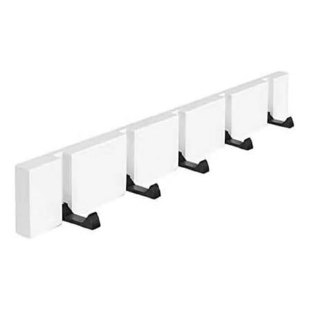 Wall Mounted Coat Rack - 5 Hook Folding Clothes Rack - Space Saving Hanger for Entryway, Door, Office - Modern Design (White) White-5 Hooks