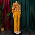 thumbnail image 5 of AURA Plus Size 2 Piece Pant Set Printed Long Sleeve Top Tie Waist Wide Leg Pants Elegant Fall Outfit, 5 of 11