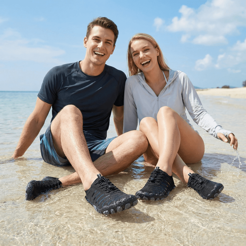 Stepedia Men's Women's Water Shoes Wide BQuick Drying Barefoot Aqua Shoes for Hiking Swimming Surfing Beach, Black