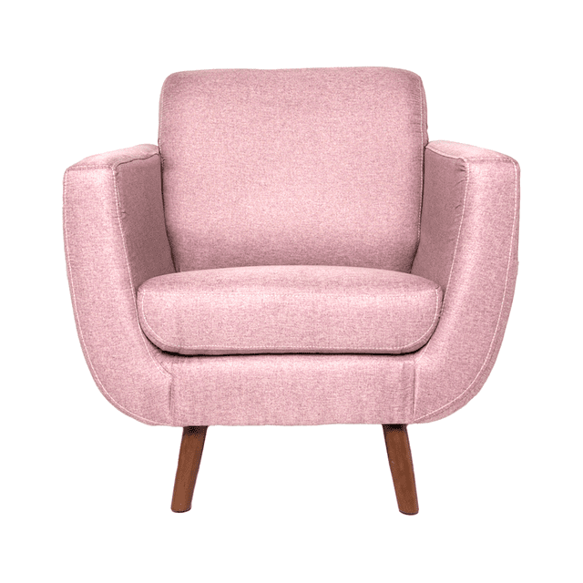 Sillón Individual con Tapizado Color Rosa. Estructura de Madera Sólida