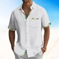 thumbnail image 2 of Huresd Mens Short Sleeve Guayabera Shirts Button Down Solid Color Mexican Embroidered Cuban Wedding Shirt Summer Top White 4XL, 2 of 5