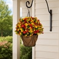 thumbnail image 4 of Sympathy Silks Artificial Cemetery Flowers - Hanging Basket with Sunset Orange Mums, 4 of 5