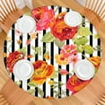 thumbnail image 2 of 44in Round Tablecloth with Elastic Edge, Waterproof Fitted Table Cover for 36-44" Tables, Floral Theme Polyester Reusable Table Cloths Wipe Clean for Picnic, Dining, Outdoor Use and Party Decor, 2 of 7