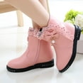 thumbnail image 6 of LYHaoo Girls Low Heel With Bow Side Zipper Ankle Boots Winter Warm Boots for Kids Sizes 2.5 Pink(10.5-11 Years), 6 of 6