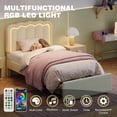 thumbnail image 6 of Amolife Twin Size LED Bed Frame with Drawer, Velvet Upholstered Platform Bed Frame with Adjustable Wavy Headboard , Cream, 6 of 9