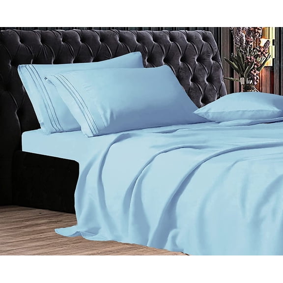 Elegant Comfort 1500 Series Wrinkle & Fade Resistant Ultra Soft 4-Piece Bed Sheet Set with Deep Pockets, Full Aqua Blue