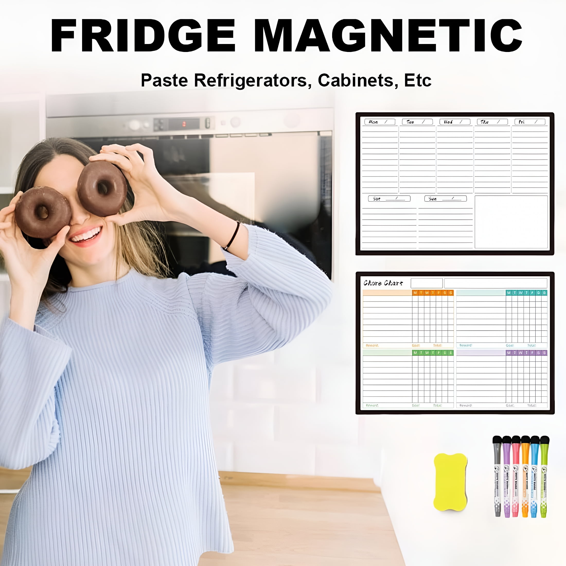 CCOCC 2026 New Magnetic Calendar Planning Board,Refrigerator Daily Calendar Whiteboard for Fridge Meal Planner Board White Board for School Home 6Ml