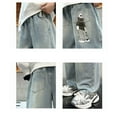 thumbnail image 5 of KAUOD Kids Boys Baggy Wide Leg Jeans Washed Straight Retro Streetwear Denim Pants Elastic Waist Denim Trousers with Pockets, 5 of 9