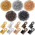 thumbnail image 1 of PinesC 2000PCS Cord End Caps for Jewelry Making, 3x6mm Foldable Cord Ends, Crimp End Tips with Loop for Leather, Rope, Ribbon, Crafts (Silver, Imitation Gold, KC Gold, Ancient, Black), 1 of 5