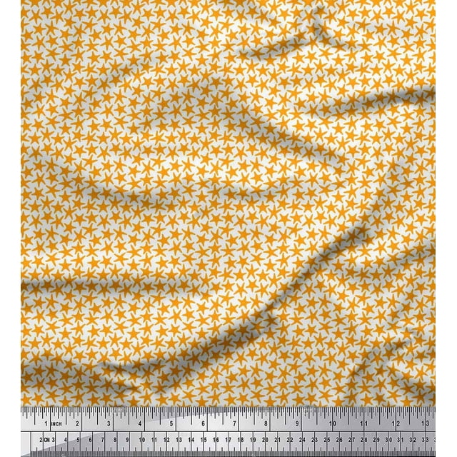Soimoi Rayon Crepe Fabric Stars Star Print Fabric by the Yard 46 Inch Wide