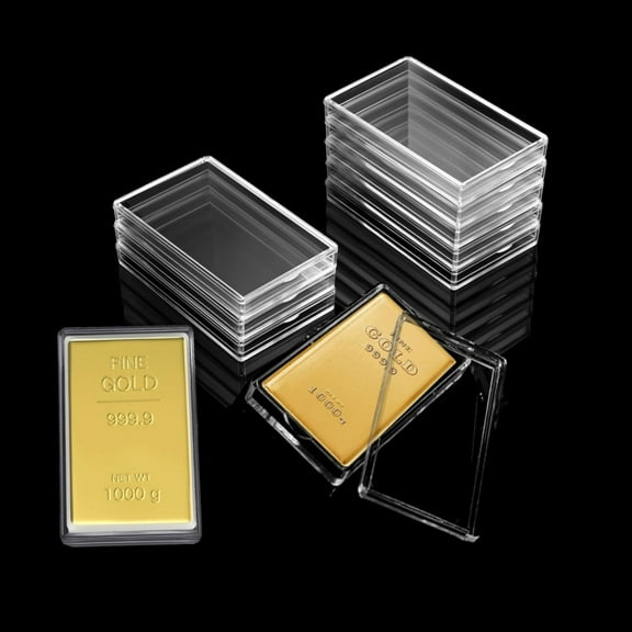 QZS Clear Acrylic Sign Holder,Silver Bar Storage Container,Clear Acrylic Storage Container,15Pack,Reusable Double Sided Display Box