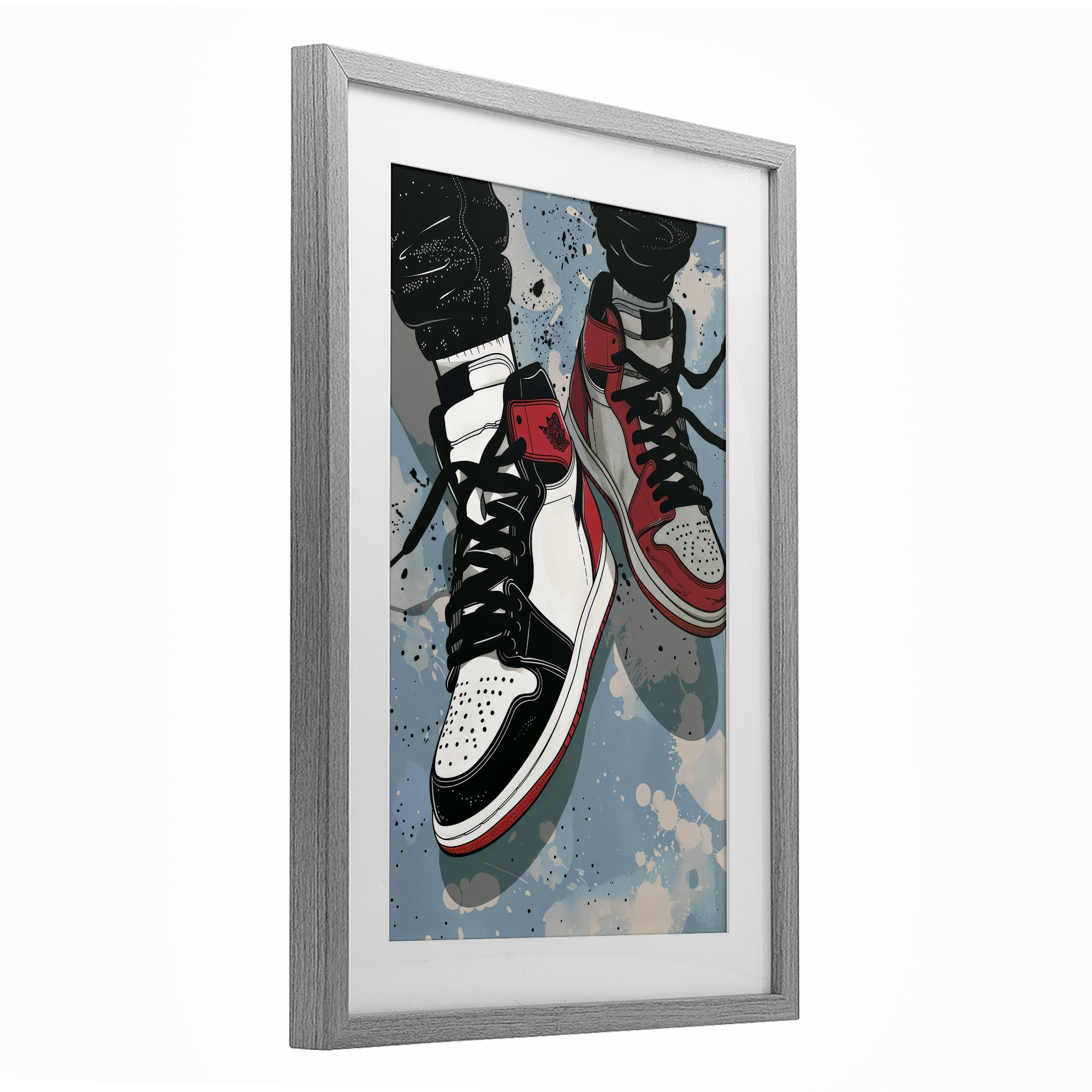 Stupell Industries Casual Streetwear Sneakers Gray Framed Print Under Glass, design by Ray Powers