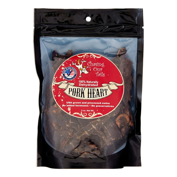 Chasing Our Tails Single Ingredient Pork Heart Dehydrated Dog Treats, 5
