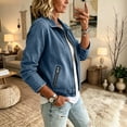 thumbnail image 6 of Edvintorg Denim Jacket for Women Fashion Long Sleeve Casual Loose Zip Up Jean Coat with Pockets Clothes for Women Blue S, 6 of 7