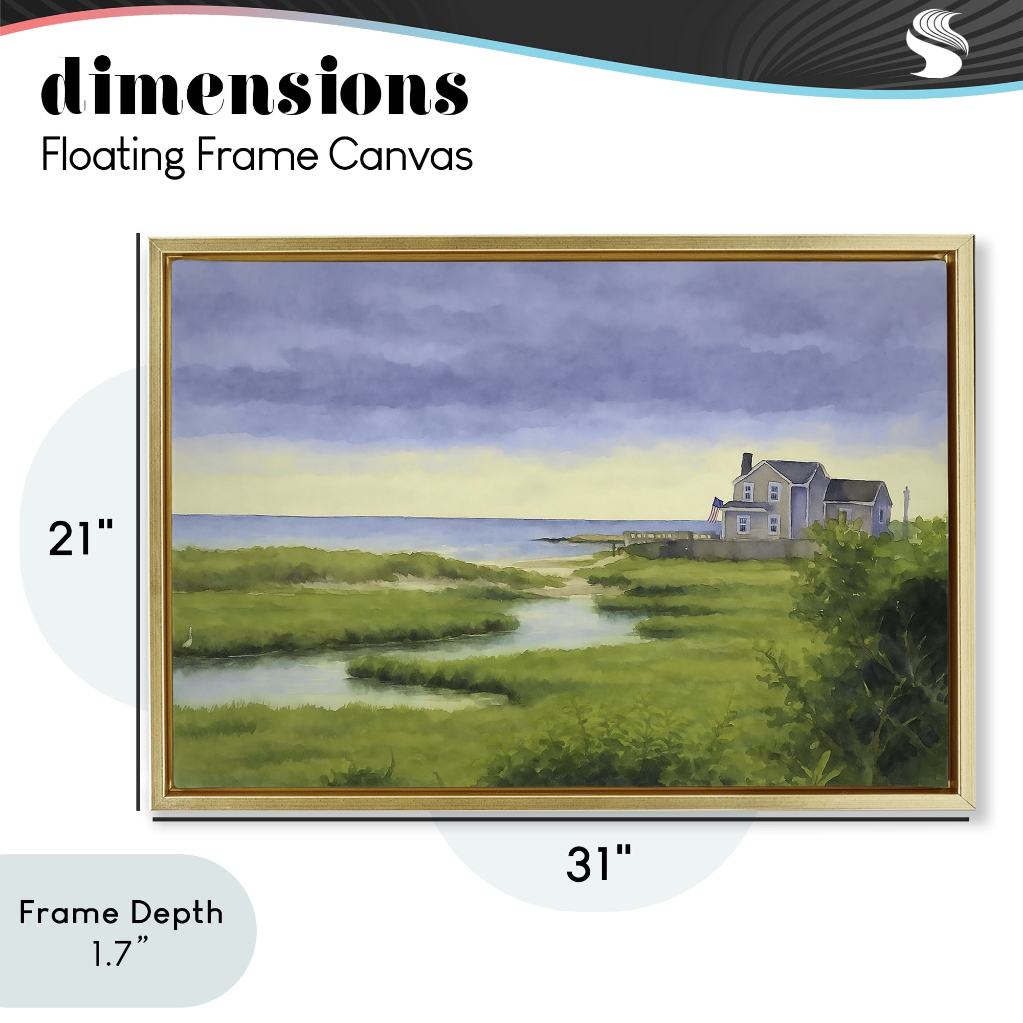 Stupell Industries Marshside Serenity on Cape Gold Framed Floater Canvas Wall Art, design by Grotto Studios