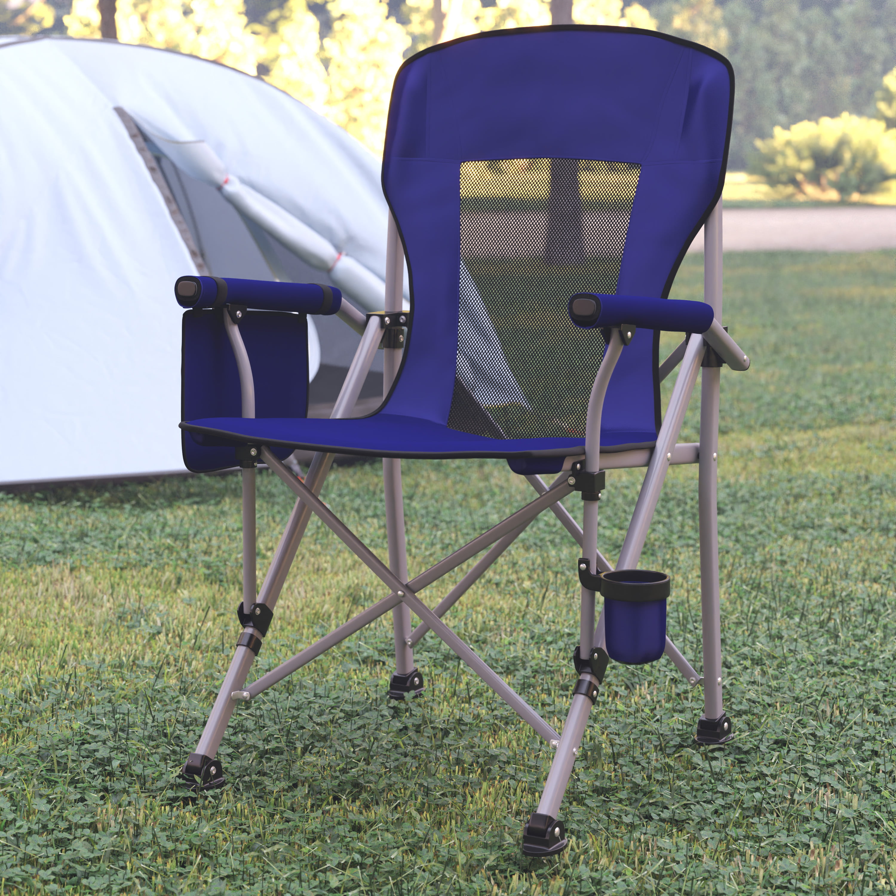 HEAVY DUTY DIRECTOR CHAIR WITH SIDE TABLE GARDEN CAMPING HIKING FISHING FESTIVAL 