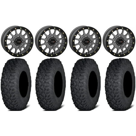 System 3 SB-5 Grey 15 Wheels 35 Coyote Tires Kawasaki Mule Pro FXT
