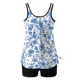 thumbnail image 5 of VISALY Tankini Swimsuits for Women Tummy Control 2 Piece Bathing Suit High Waisted Swimwear with Shorts Floral Two Piece Modest Swimsuit Set with Built-In Bra Pads Conservative Beach Suit Blue L, 5 of 5