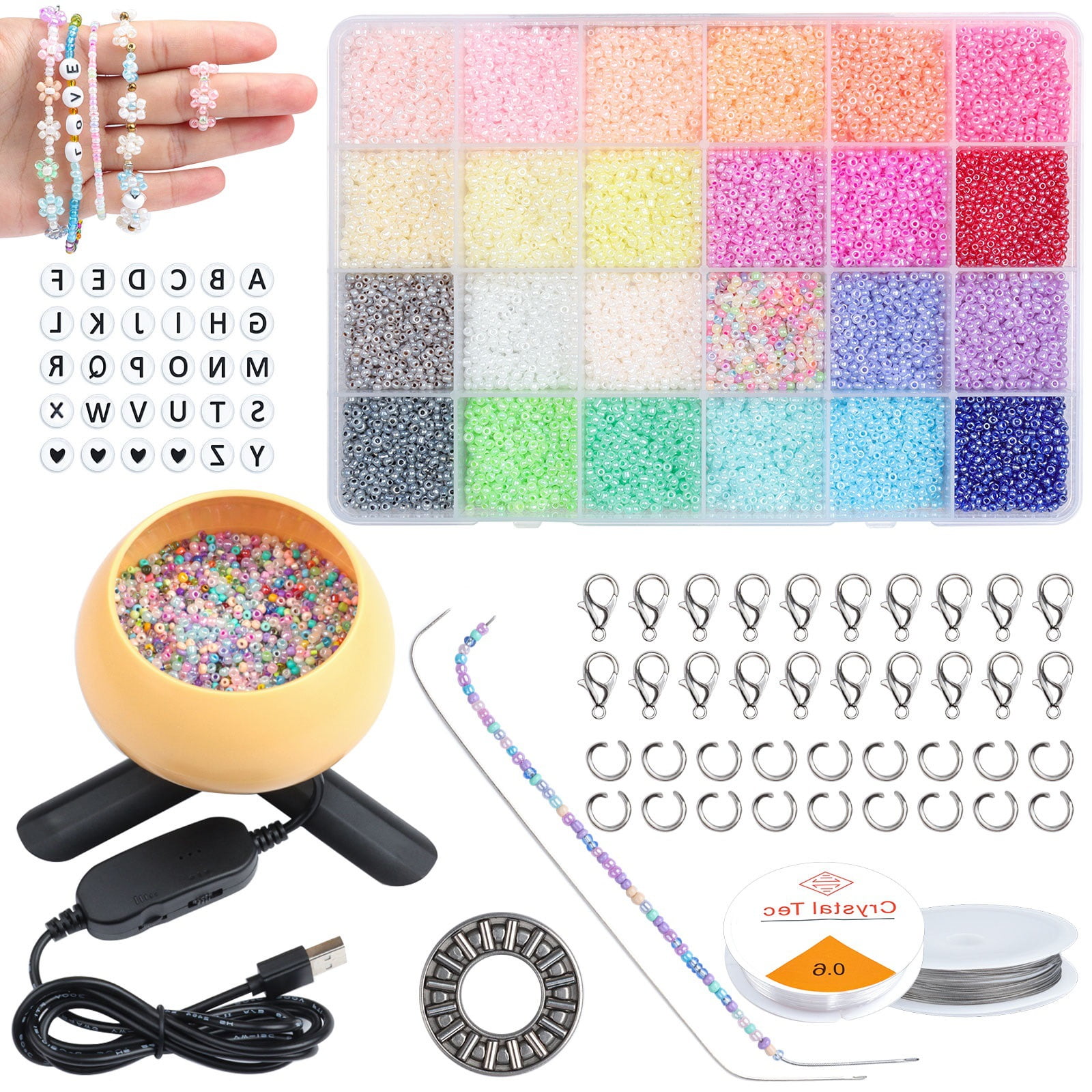 Electric Bead Spinner Kit, Adjustable Speed Bead Spinning Bowl Kit with