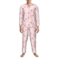 thumbnail image 3 of Daiia Rabbit And Peach for Men's Long-Sleeved Pajama Set – Soft & Comfortable Sleepwear Button-Up Pajamas Cozy Lounge Wear-XX-Large, 3 of 7