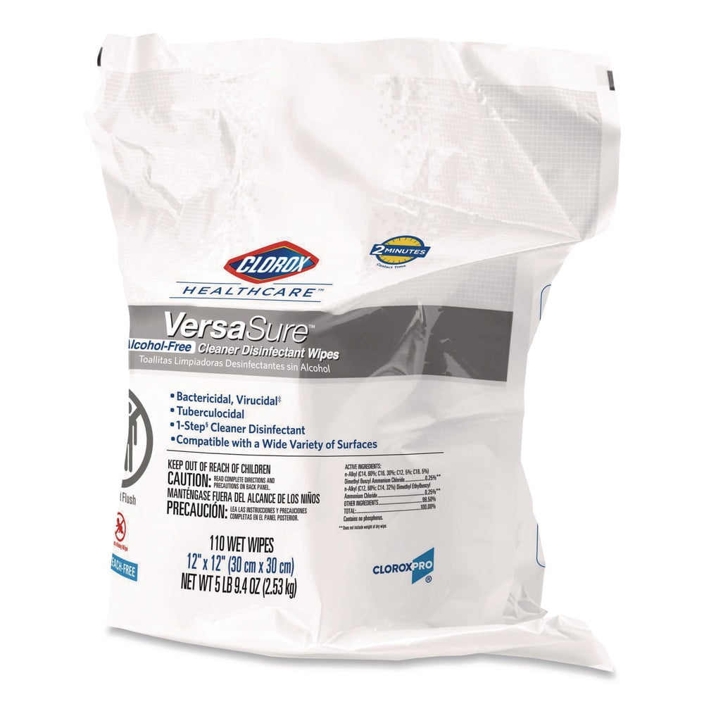 VersaSure 12 in. x 12 in. 1-Ply Cleaner Disinfectant Wipes - White Fragranced (2/Carton)