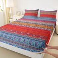 thumbnail image 3 of Feelyou Vintage Aztec Triangle Full Size Sheets for Women, Red Blue Abstract Bed Sheets, Western Bohemian Style Sheet Sets, Luxury Bedroom Decor, 4pcs, 3 of 7