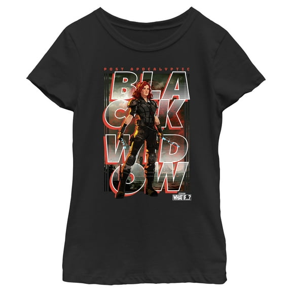 Girl's Marvel What if…? Apocalypse Black Widow  Graphic Tee Black Small