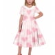 thumbnail image 1 of Vestido de manga corta con cuello vuelto para niñas Vestido elástico de manga corta para niñas Vestido skater con volantes de corte A Vestido de recital escolar Vestido de manga corta con cuello vuelt, 1 of 6