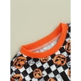 thumbnail image 6 of Wassery 2Pcs Toddler Boys Fall Clothes Baby Halloween Outfits Long Sleeve Pumpkin Checkerboard Print Sweatshirt + Elastic Waist Pants Set 0-3 Years, 6 of 9