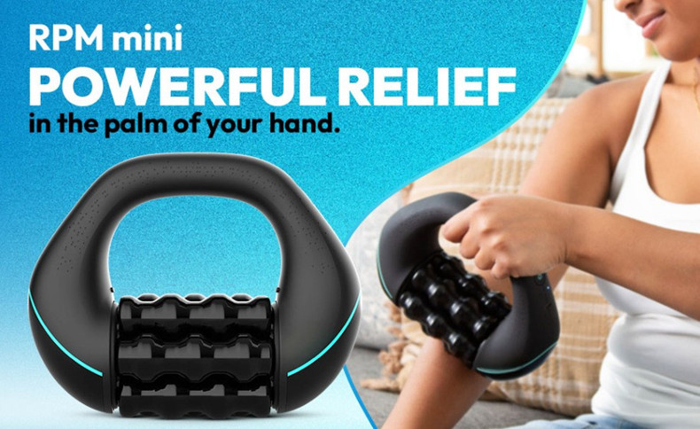 RPM Mini 2-in-1 Massage Gun - Percussion and Rolling Muscle Massager for Full Body, 3-Speed, Rechargeable, Handheld Deep Tissue Relief for Shoulders, Legs, Arms