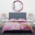 thumbnail image 3 of Designart "Essence of Pink and Gold Marble IV" Abstract Marble Bedding Covert Set - Abstract Pink Modern Bed Set With 2 Shams, 3 of 5